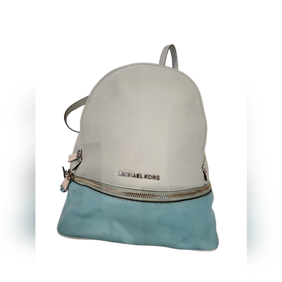 MICHAEL KORS Leather Celadon Azure Rhea Zip Travel Backpack -Medium - Picture 3 of 12